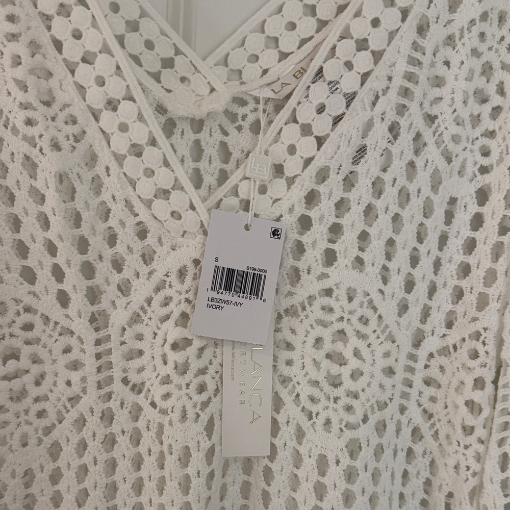 NWT La Blanca Waverly Crochet Swim Cover Up Tunic - Picture 6 of 15